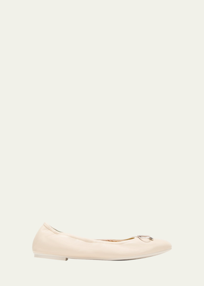 Stuart Weitzman Bardot Lambskin Bow Ballerina Flats In Oat