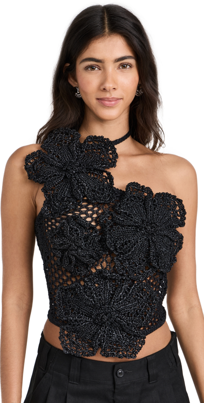 Cult Gaia Nazanin Crochet Top Black M In Negre