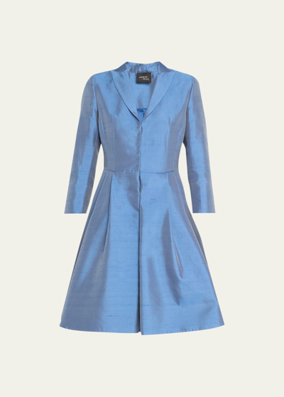 Akris Shiny Coat Dress In Cornflower Blue