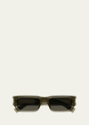 Saint Laurent Men's Sl 660 Acetate Rectangle Sunglasses In Shiny Transparent