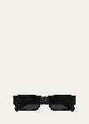 Saint Laurent Men's Sl 660 Acetate Rectangle Sunglasses In Shiny Solid Black