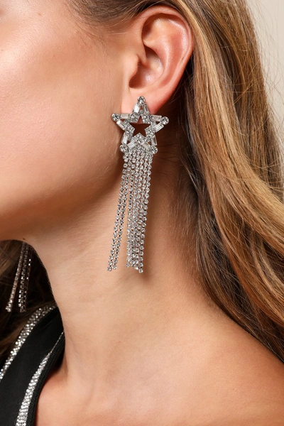 8 Other Reasons Dazzling Wishes Silver Rhinestone Star Statement Earrings