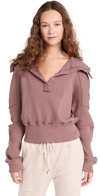 FREE PEOPLE NOT SO ORDINARY POLO PULLOVER MULBERRIES