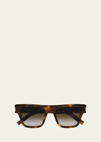 Saint Laurent Men's Sl 469 Acetate Rectangle Sunglasses In Havana