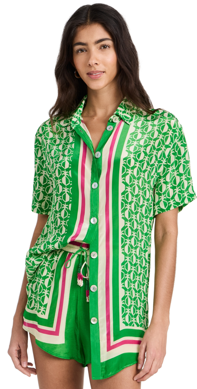Farm Rio Pineapple Printed Voile Shirt In Green