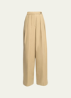 Dries Van Noten Pamplona Pleated Cotton Wide-leg Pants In Beige