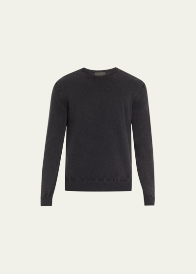 Iris Von Arnim Men's Stonewashed Cashmere Crewneck Sweater In Navy