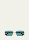 Gucci Men's Metal Rectangle Sunglasses In 003 Shiny Endura