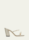 Jimmy Choo Women's Amara 85 Embellished Block Heel Sandals In Champagne White
