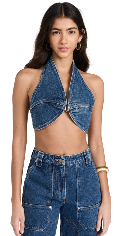 Cult Gaia Women's Diem Halter Crop Top In Blue