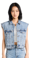 Agolde Charli Distressed Denim Vest In Immorttal