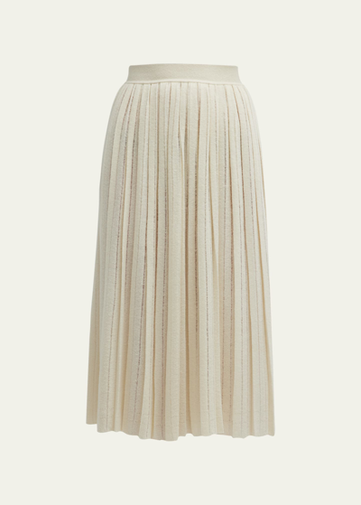 Loro Piana Gonna Gaiole Cashmere Pleated Midi Skirt In 1230 Nougat