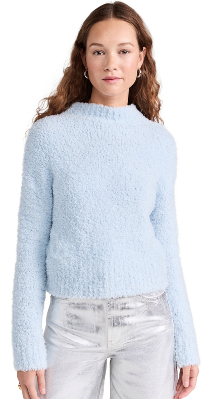 Enza Costa Cropped Mock Neck Sweater Powder Blue Xs