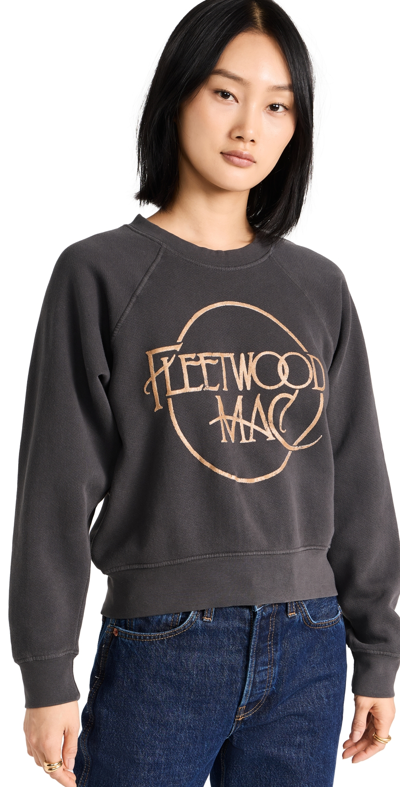 Daydreamer Fleetwood Mac Circle Logo Raglan Crew Sweatshirt Washed Black L In Brown