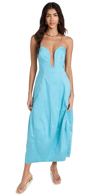 Cult Gaia Chiara Strapless Panelled Cotton-blend Poplin Midi Dress In Cabana