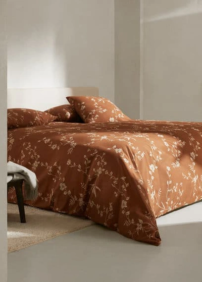 Mango Home Duvet Cover Terracotta Flowers Queen Bed Burnt Orange In Brown