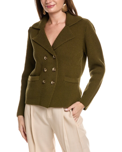 Anna Kay Lecroisa Wool-blend Cardigan In Green