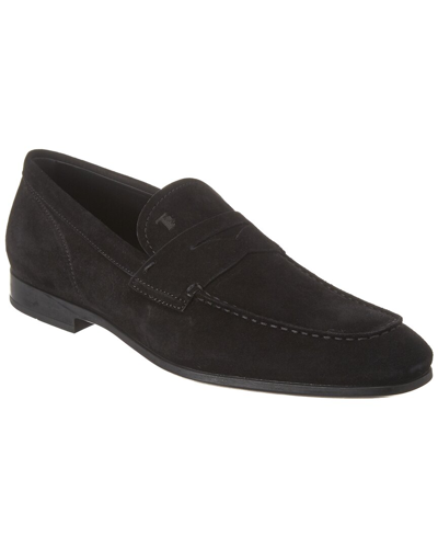 Tod's Brown Suede Loafers In Black