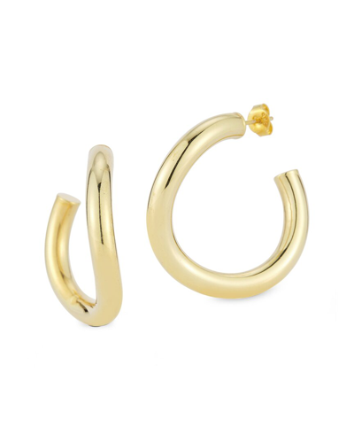 Chloe & Madison Chloe And Madison 14k Over Silver Large Wave Tube Hoops