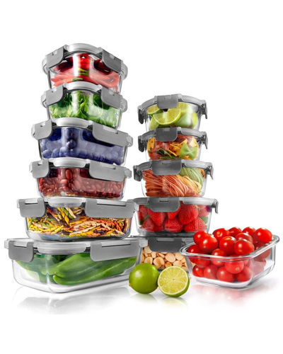 Nutrichef 12pc Grey Glass Container Set