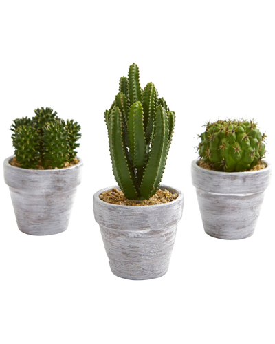 Nearly Natural Set Of 3 Cactus Artificial Plants