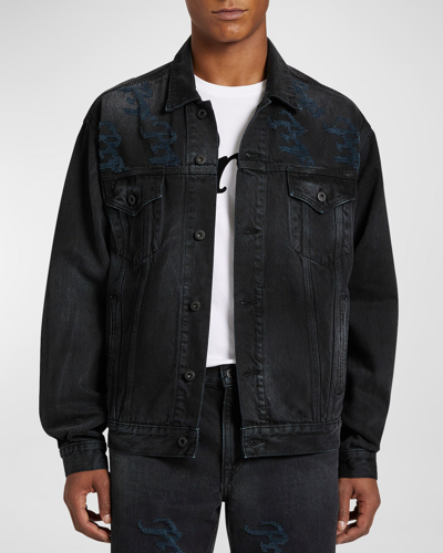 Prps Men's Hoarding Laser-print Denim Jacket In Black