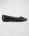Marc Fisher Ltd Leather Bow Ballerina Flats In Black