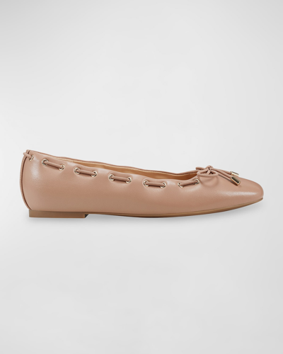 Marc Fisher Ltd Leather Bow Ballerina Flats In Medium Natural