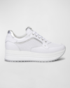 Nerogiardini Perforated Leather Platform Sneakers In White