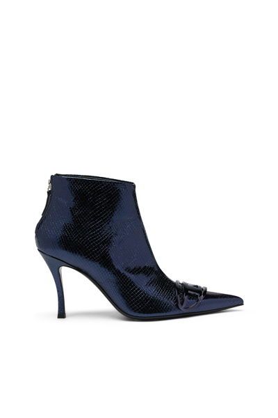 Diesel D-venus 80mm Leather Ankle Boots In Blue