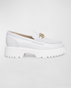 Nerogiardini Leather Medallion Casual Loafers In White