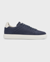 Brunello Cucinelli Nubuck-leather Low-top Sneakers In Dark Blue