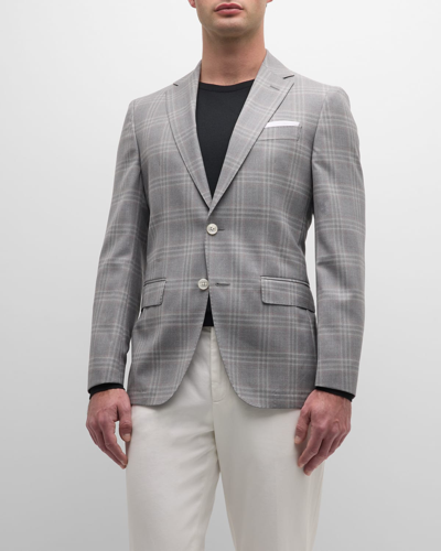 Hugo Boss Boss Hutson Plaid Virgin Wool Sport Coat In Silver