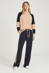 REISS NAVY FRAZER WIDE LEG SIDE STRIPE TROUSERS