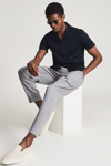 Reiss Caspa - Navy Mercerised Cotton Jersey Shirt, S