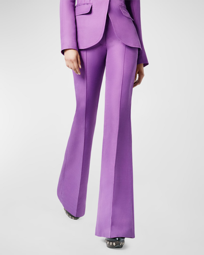 Smythe Wide-leg Pintuck Linen Trousers In Violet