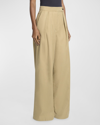 Dries Van Noten Pamplona Pleated Cotton Wide-leg Pants In Beige