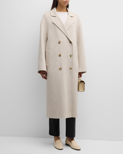 Loulou Studio Oversized Double-breasted Wool Coat In Oat Beige Melange