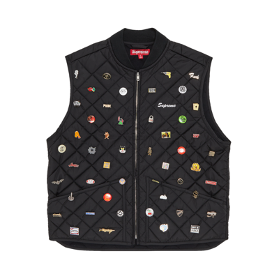 Pre-owned Supreme Pins Quilted Work Vest 'black'
