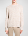 Theory Mauno Crewneck Sweater In Heathered Cotton Pumice In Pumice Mt