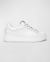 NEROGIARDINI CLEAN EMBOSSED LOGO LOW-TOP SNEAKERS