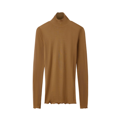 Pre-owned Lemaire Seamless Long-sleeve High Neck Top 'ochre Khaki' In Brown