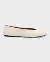 The Row Eva Leather Ballerina Flats In Ivory