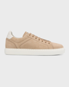 Brunello Cucinelli Men's Nubuck Calfskin Low-top Sneakers In Hemp