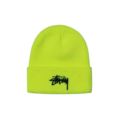 Pre-owned Stussy Stock Cuff Beanie 'safety Yellow'