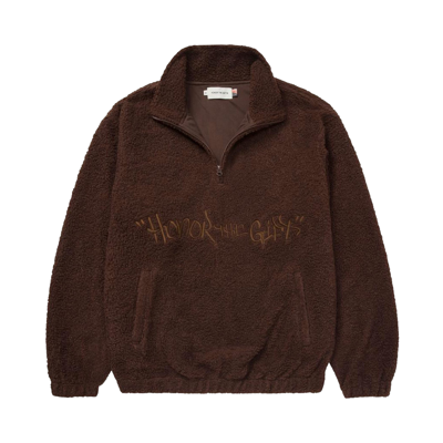Pre-owned Honor The Gift Script Sherpa Pullover 'brown'