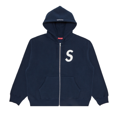 Pre-owned Supreme S Logo Zip Up Hooded Sweatshirt 'navy' In Blue