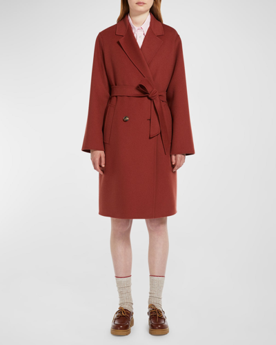 Weekend Max Mara Womens Rust Flirt Double-breasted Wool-blend Coat