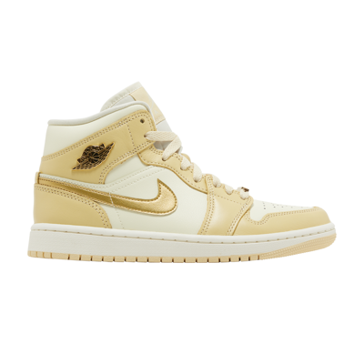 Pre-owned Air Jordan Wmns  1 Mid 'pale Vanilla Gold' In Cream