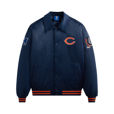 Pre-owned Kith For The Nfl: Bears Satin Bomber Jacket 'meter' In Blue